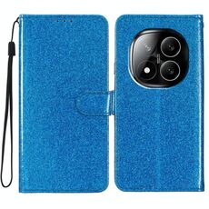Per Redmi Note 14 Pro+ 5G Custodia in pelle con glitter (blu)