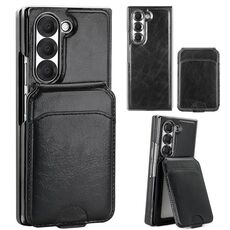Per Samsung Galaxy Z Fold5 VIETAO Custodia per telefono in PU con custodia per carte staccabile RFID MagSafe integrata (nera)