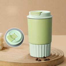JUNSUNMAY 380ml 304 Tazza da viaggio per caffè isolata sottovuoto in acciaio inossidabile a prova di perdite con coperchio (verde)