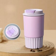 JUNSUNMAY 380ml 304 Tazza da viaggio per caffè isolata sottovuoto in acciaio inossidabile a prova di perdite con coperchio (viola)