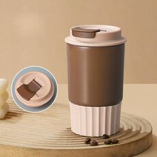 JUNSUNMAY 380ml 304 Tazza da viaggio per caffè isolata sottovuoto in acciaio inossidabile anti-rovesciamento con coperchio (marrone)