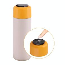 JUNSUNMAY 420ml Bottiglia d'acqua isolata sottovuoto con display a LED della temperatura (beige)
