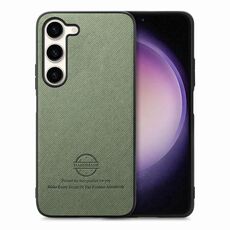 Per Samsung Galaxy S22+ 5G Custodia in pelle con retro in tessuto Twill (verde)