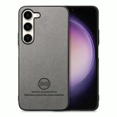 Per Samsung Galaxy S22+ 5G Custodia in pelle con retro in tessuto Twill (grigio)