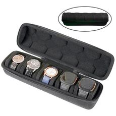 Scatola portaoggetti portatile con cerniera per 5 posizioni di orologi, custodia rigida