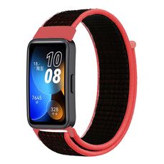 Per Huawei Band 8 cinturino in nylon intrecciato da 16 mm (rosso nero)