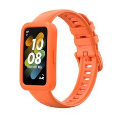 Custodia protettiva in silicone per Huawei Band 8 + kit cinturino in silicone (arancione)
