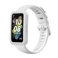 Custodia protettiva in silicone per Huawei Band 8 + kit cinturino in silicone (bianco)
