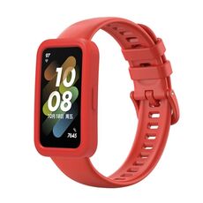 Custodia protettiva in silicone per Huawei Band 8 + kit cinturino in silicone (rosso)