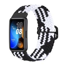 Per cinturino per orologio con fibbia intrecciata in nylon Huawei Band 8 (nero bianco)