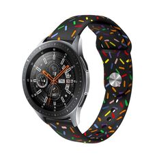 Cinturino per orologio in silicone con motivo ovale colorato con fibbia inversa universale da 20 mm (nero)