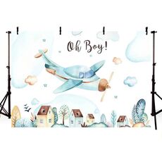 150x100cm Sfondo di compleanno a tema aeronautico Panno Decorazione per feste Sfondo di fotografia
