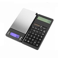 Bilancia tascabile digitale da cucina da 0,1 g/1 kg con calcolatrice solare (nera)