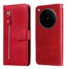 Per OPPO Find X8 Pro Custodia per telefono in pelle con cerniera e texture di vitello alla moda (rosso)