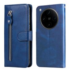 Per OPPO Find X8 Pro Custodia per telefono in pelle con cerniera e texture di vitello alla moda (blu)