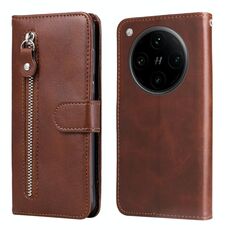 Per OPPO Find X8 Pro Custodia per telefono in pelle con cerniera e texture di vitello alla moda (marrone)