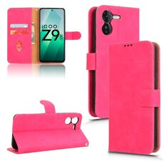 Per vivo iQOO Z9 5G Custodia per telefono in pelle con chiusura magnetica Global Skin Feel (rosso rosa)