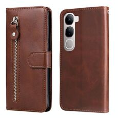 Per vivo V40 Lite 4G / 5G IDN Fashion Calf Texture Custodia in pelle con cerniera per telefono (marrone)