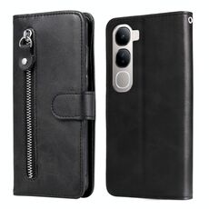 Per vivo V40 Lite 4G / 5G IDN Fashion Calf Texture Custodia in pelle con cerniera per telefono (nero)