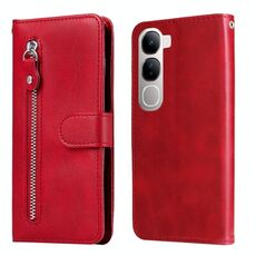 Per vivo V40 Lite 4G / 5G IDN Fashion Calf Texture Custodia in pelle con cerniera per telefono (rosso)