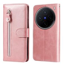 Per vivo X200 Fashion Calf Texture Custodia in pelle con cerniera per telefono (oro rosa)