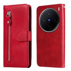 Per vivo X200 Custodia per telefono in pelle con cerniera e texture di vitello alla moda (rosso)