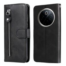Per vivo Y300 Pro Custodia per telefono in pelle con cerniera e texture di vitello alla moda (nero)