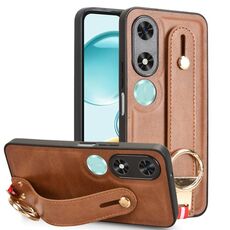 Custodia per telefono con cinturino in pelle per Honor Play9C (marrone)