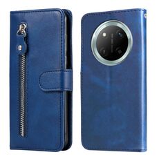 Per Honor X9c / Magic7 Lite Custodia per telefono in pelle con cerniera e texture di vitello alla moda (blu)