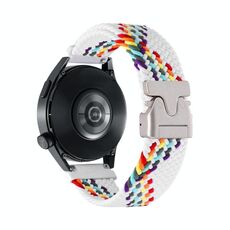 Cinturino per orologio in nylon intrecciato con bottone automatico da 20 mm (arcobaleno bianco)