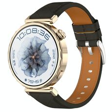 Per Huawei Watch GT 5 Pro 42mm Square 18mm Cinturino in pelle (nero)