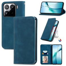 Per Xiaomi 15 Custodia in pelle magnetica con chiusura a scatto Retro Skin Feel (blu)