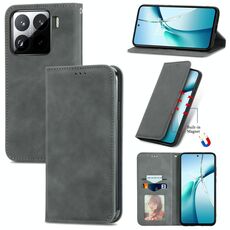 Per Xiaomi 15 Custodia in pelle magnetica con chiusura a scatto Retro Skin Feel (grigio)