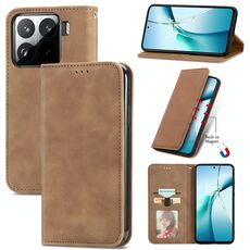 Per Xiaomi 15 Pro Retro Skin Feel Custodia in pelle magnetica Flip Phone (marrone)