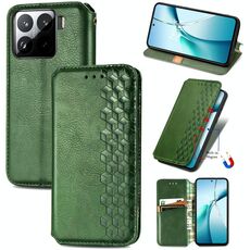 Per Xiaomi 15 Custodia per telefono in pelle magnetica pressata a griglia cubica (verde)