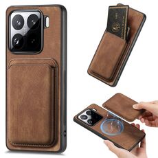Per Xiaomi 15 Retro Leather Card Bag Custodia magnetica per telefono (marrone)
