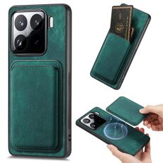 Per Xiaomi 15 Retro Leather Card Bag Custodia magnetica per telefono (verde)