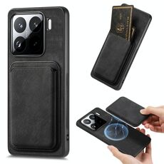 Per Xiaomi 15 Retro Leather Card Bag Custodia magnetica per telefono (nero)