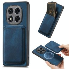 Per Xiaomi Redmi Note 14 Pro+ 5G Retro Pelle Card Bag Custodia Magnetica per Telefono (Blu)