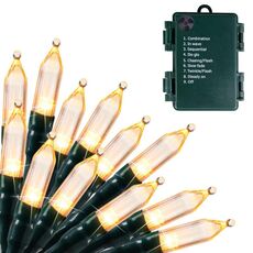 Stringa di luci natalizie con lampadine, impermeabile, con batteria, cielo stellato, lunghezza: 5 m, 50 luci (bianco caldo)