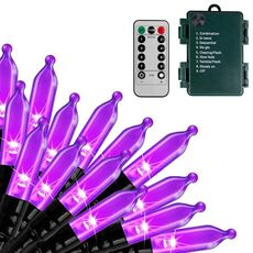Stringa di luci natalizie con batteria impermeabile, stringa di luci per cielo stellato, lunghezza: 10 m, 100 luci con telecomando (viola)