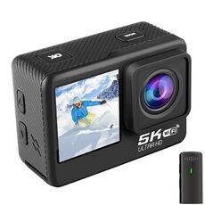 Telecamera sportiva impermeabile IP68 con doppio schermo touch remoto anti-vibrazione WIFI HD 5K/30FPS (versione microfono)