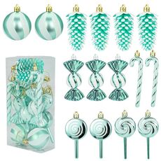 15 pezzi/set decorazioni per l'albero di Natale lecca-lecca vortici caramelle dipinte (verde smeraldo)