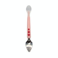 Cucchiaio per alimenti per bambini a doppia testa multifunzione, cucchiaio per raschietto per frutta e stoviglie per bambini (rosa)