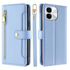 Per vivo iQOO Z9x Sheep Texture Cross-body Zipper Wallet Custodia per telefono in pelle (blu)