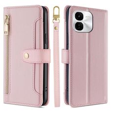 Per vivo iQOO Z9x Sheep Texture Cross-body Zipper Wallet Custodia per telefono in pelle (rosa)
