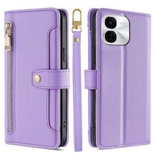 Per vivo iQOO Z9x Sheep Texture Cross-body Zipper Wallet Custodia in pelle per telefono (viola)