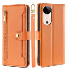 Per vivo S19 Sheep Texture Cross-body Zipper Wallet Custodia per telefono in pelle (arancione)
