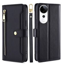 Per vivo S19 Pro Sheep Texture Cross-body Zipper Wallet Custodia in pelle per telefono (nero)