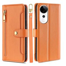 Per vivo S19 Pro Sheep Texture Cross-body Zipper Wallet Custodia in pelle per telefono (arancione)